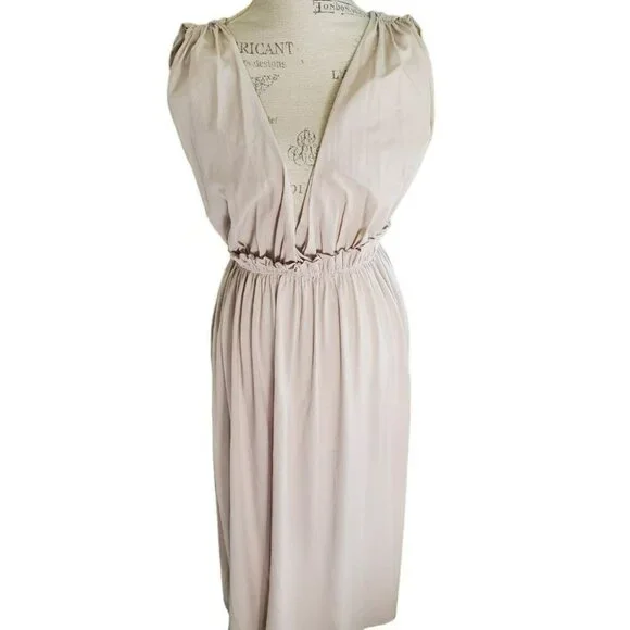 ZARA | Sleeveless Ruffle Waistline Beige Boho Maxi Dress (S) - Picture 2 of 11